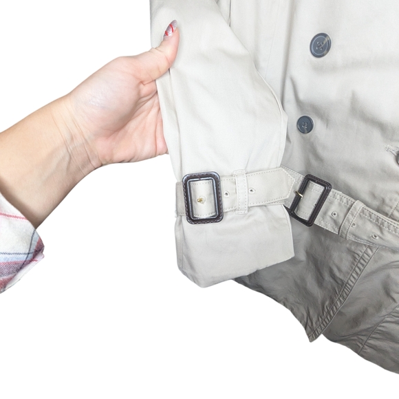 Banana Republic Womens Khaki Classic Double Breasted Belted Trench Coat Medium - Picture 9 of 14